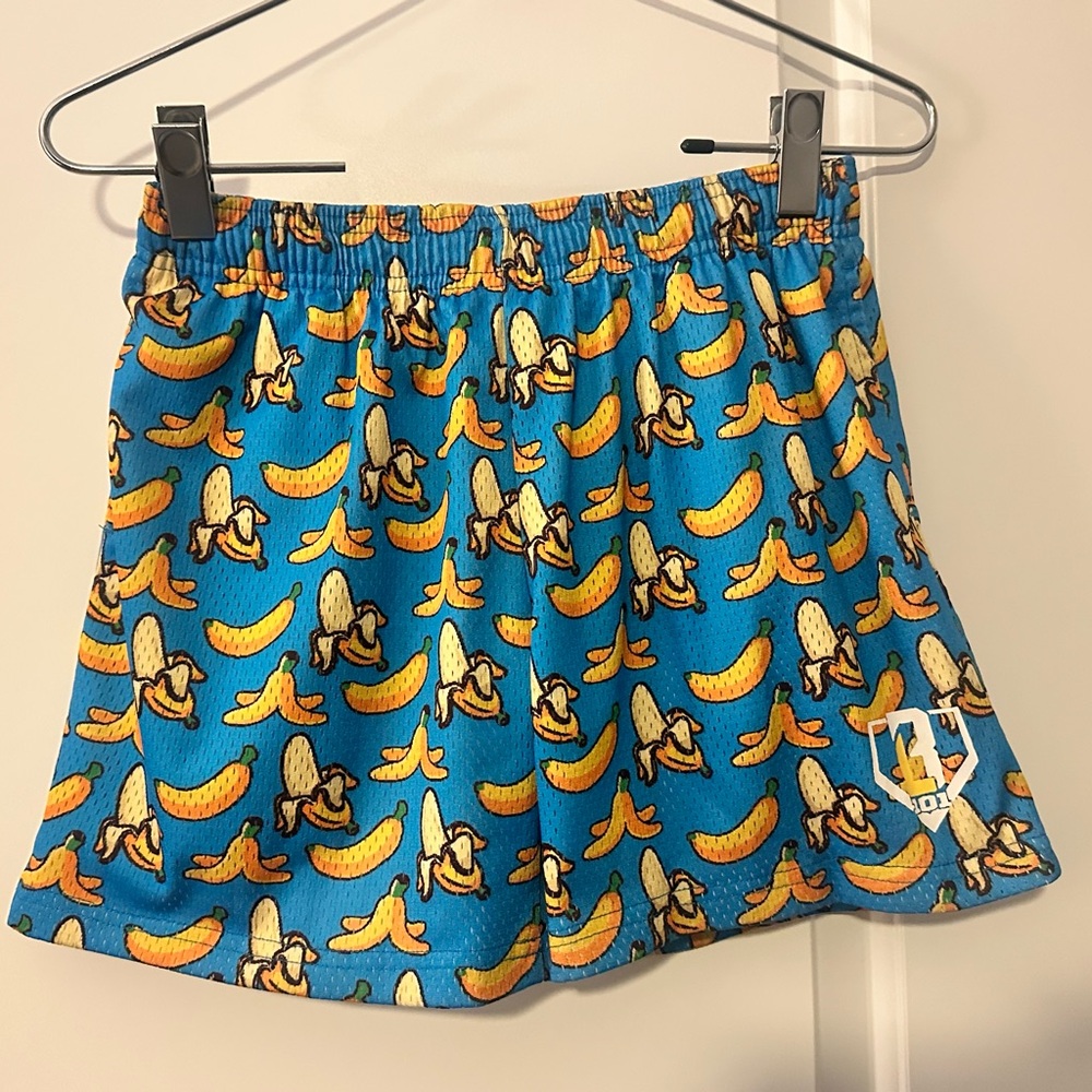 Blue Banana Print Kids Shorts